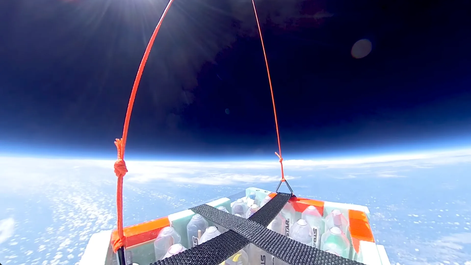 A student experiment payload at the edge of space, Earth's curvature below