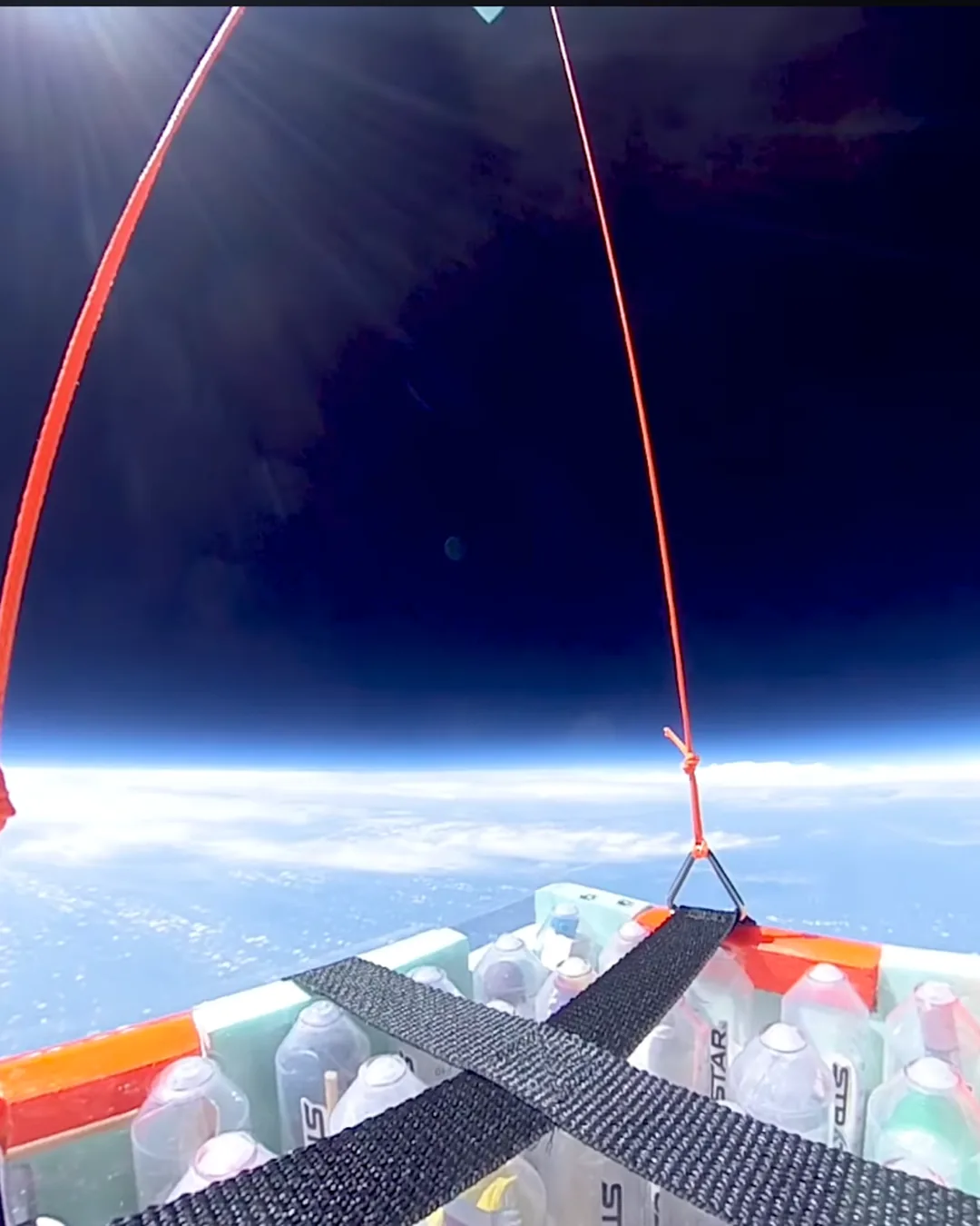 A student experiment payload at the edge of space, Earth's curvature below