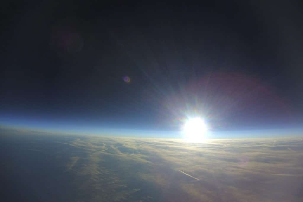 Sunrise from a StratoStar High-Altitude balloon over Indiana. 